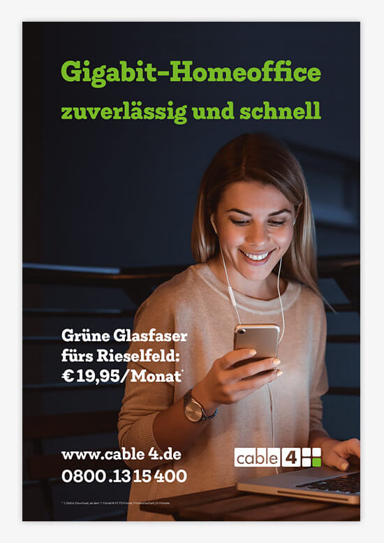 Cable 4 News: City-Light-Poster Homeoffice im Rieselfeld